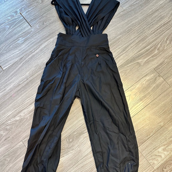 Rachel Comey Black Pleated Ballon Style Cinch Waist Tapered Hem Jumpsuit, Size 4 - Picture 3 of 11